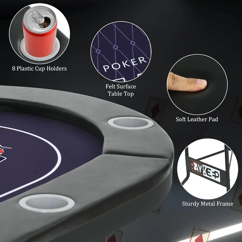 RAYKEEP 8 Player Folding Poker Tables