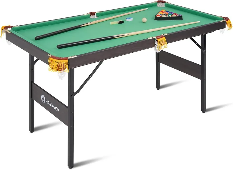 RAYKEEP Portable Pool Table – Billiard Table for Kids & Adults with 2 Cues